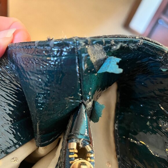 Kate Spade Knightsbridge Helena Croc Green Patent Leather Shoulder Bag - Picture 14 of 15